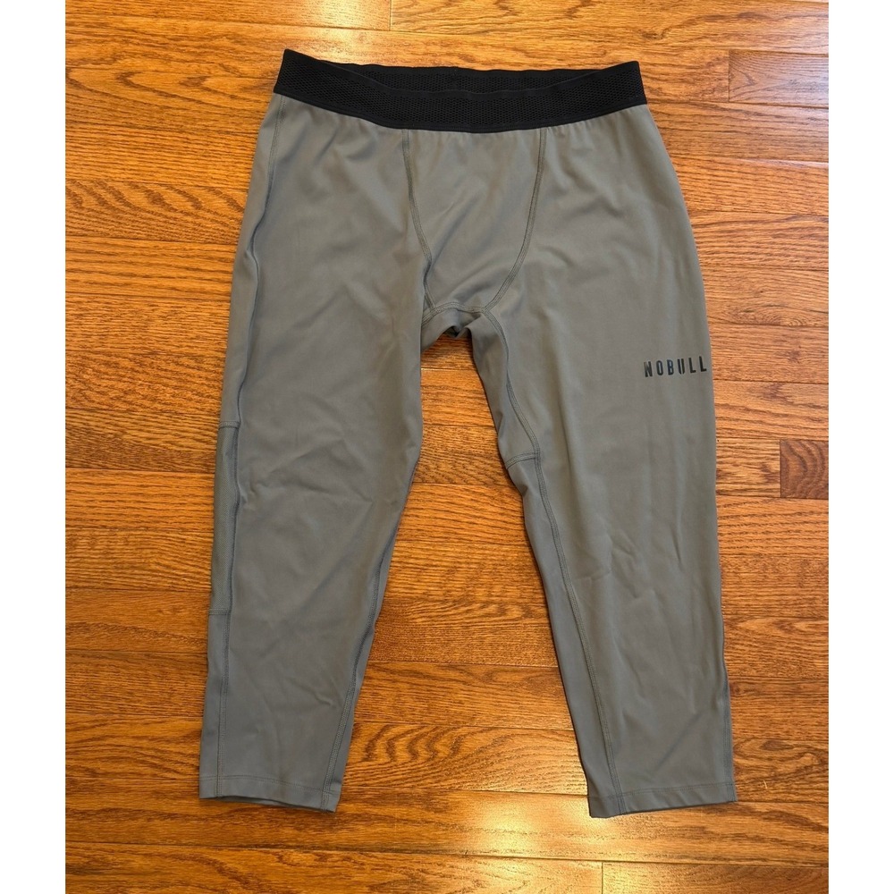 NOBULL Compression Leggings 3/4 Mens XL Gray 20" Training Gym CrossFit Athletic